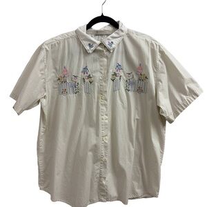 Embroidered birdhouse cottage blouse